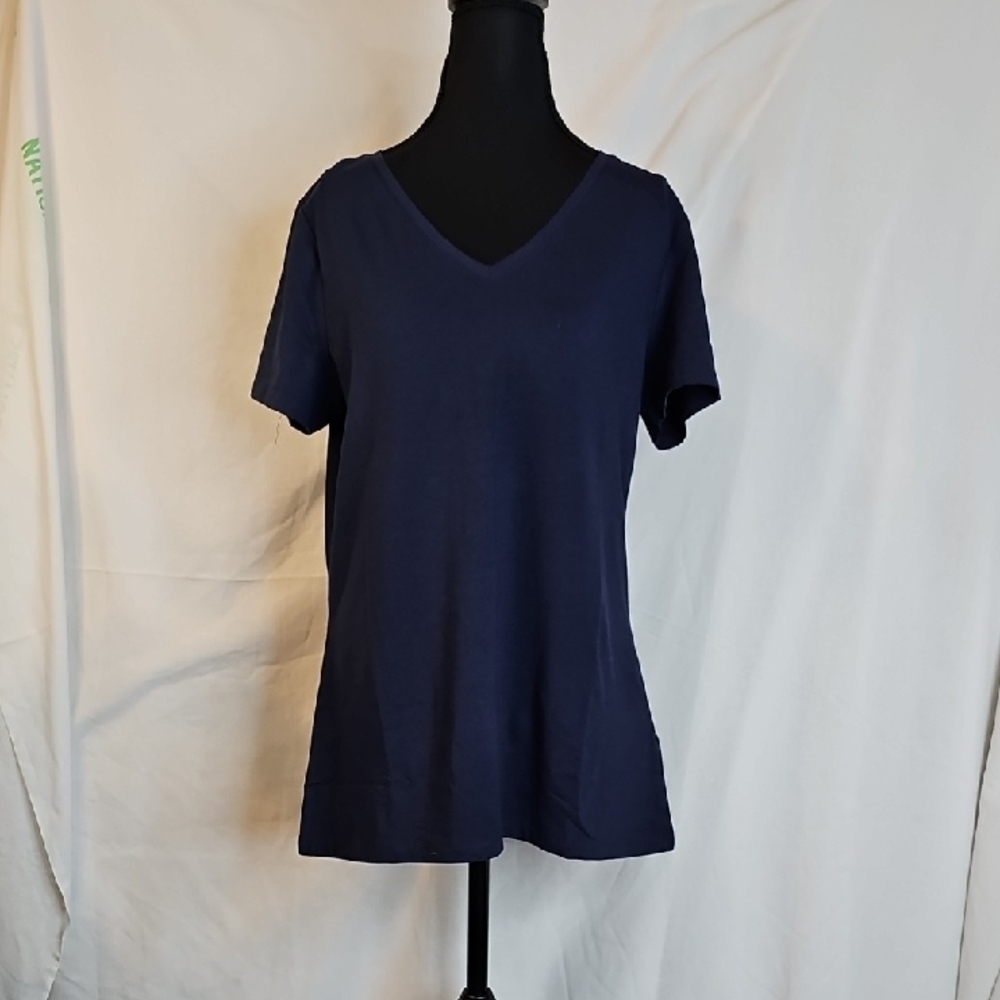 Navy Blue V-Neck Women's T-Shirt Model Cotton Soft Feel, Will Keep Its Shape Mod